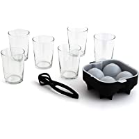 Luminarc Set de 6 Vasos Vidrio Sidra 53cl + Cubitera XXL + Pinza para hielos- Único- Estándar